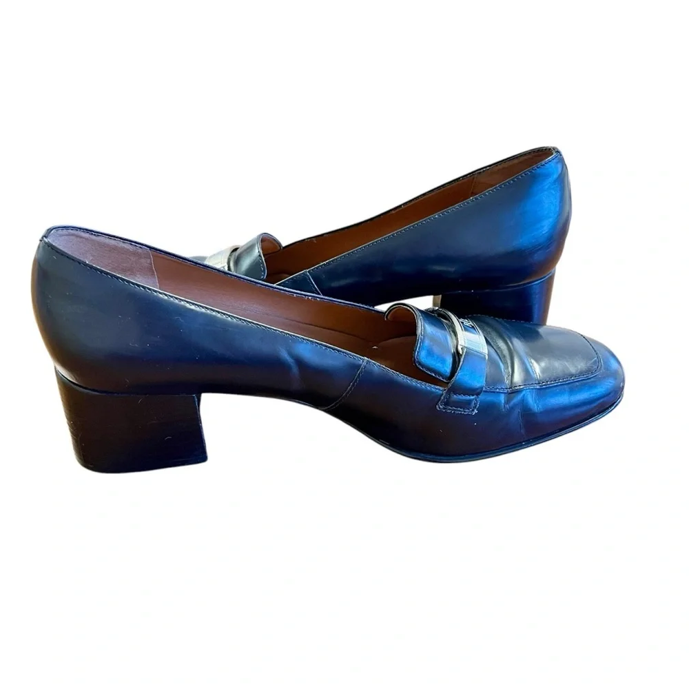 LAUREN Ralph Lauren Black Loafers 9.5 Y2K 90s Block Heel Old Money‎ Preppy Club